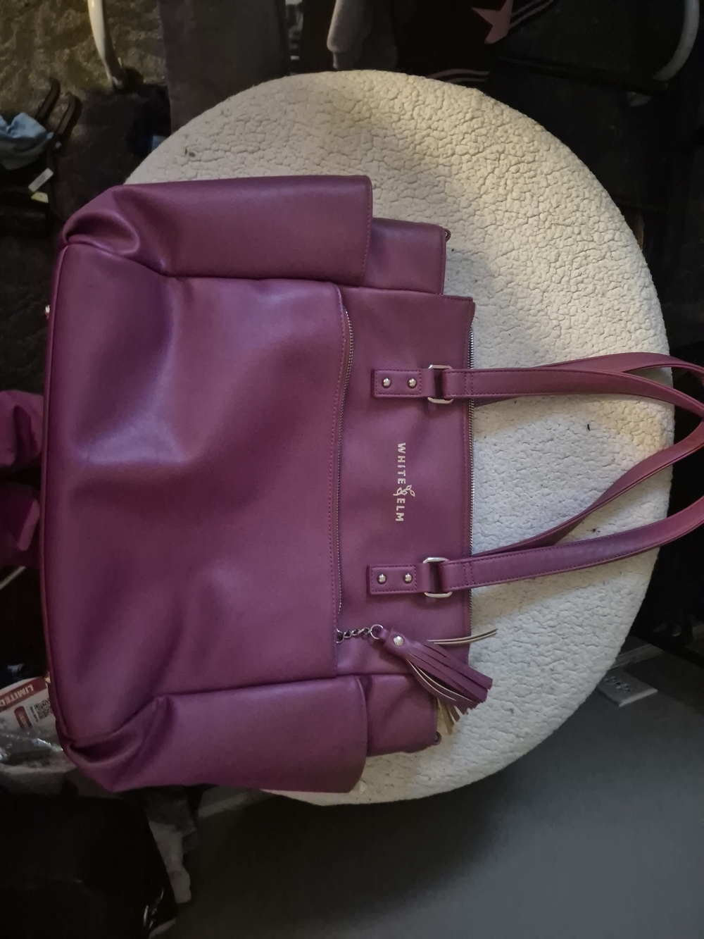 White & Elm Plum Tote with Tassel Detail